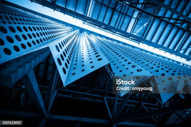 Metal Building Structure Of Factory Roof Stock Photo - Download Image Now - Manufacturing, Metal, Steel
