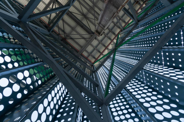 istock Metal building structure of factory roof 1257423821