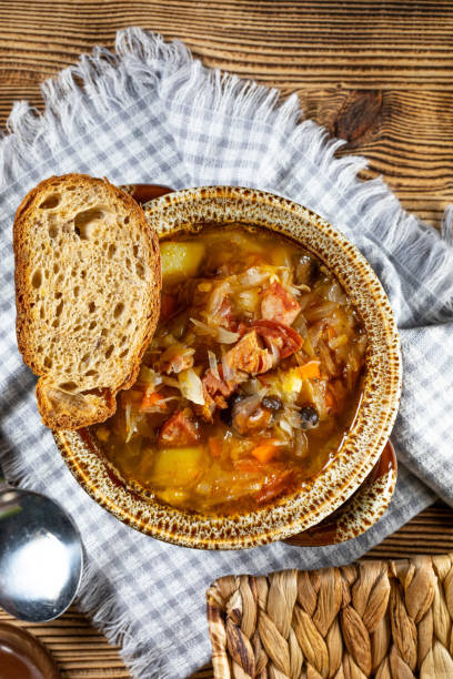 istock Traditional russian sour cabbage soup 1257425380