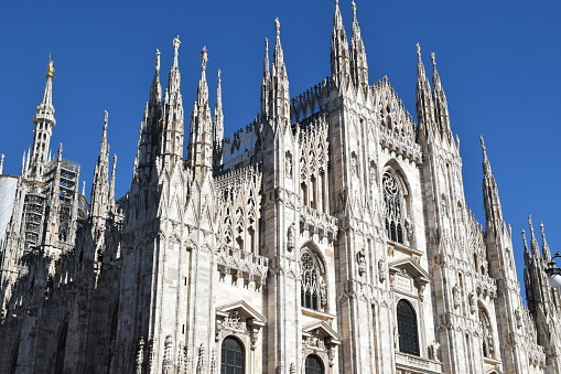 View Of Busy Street Next To Beautiful Duomo In Milan, Italy