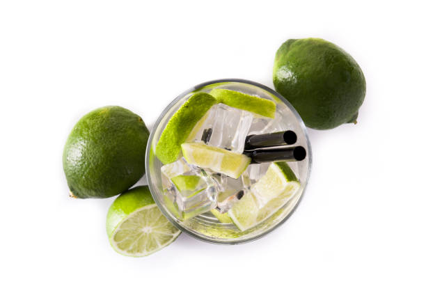 Caipiroska cocktail with lime