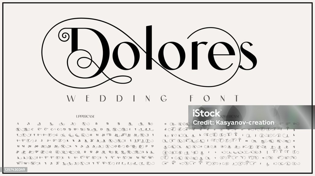An elegant sans serif typeface with big alternate characters set An elegant sans serif typeface with big alternate characters set, it’s perfect for logotypes, wedding invitations, short phrases, and many other uses. Logo stock vector