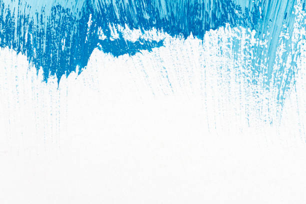 istock Abstract brushed blue acrylic arts background 1257430495