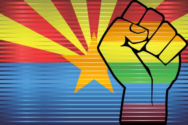 istock Shiny Protest Fist on a Arizona Flag 1257431004