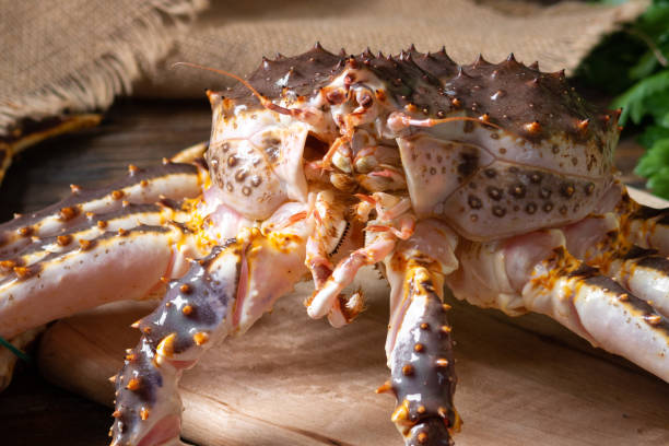 istock Kamchatka crab. King raw crab on the kitchen table. Kamchatka crab is on the table. Cooking process 1257431604