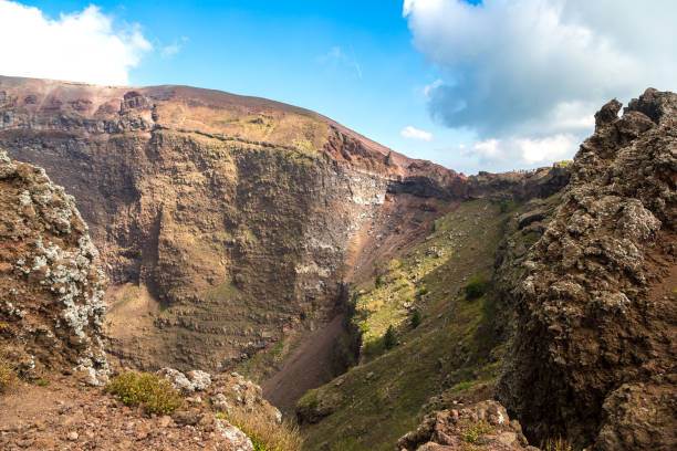 Vesuvius volcano crater next to Naples in a summer day, Italy