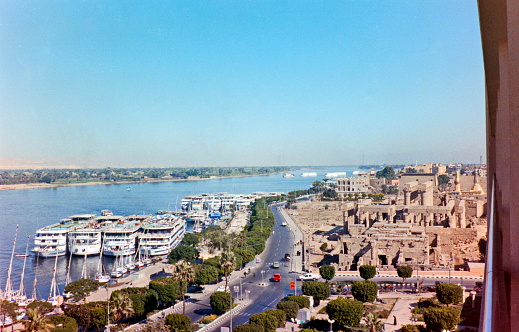 The Cataracts, Aswan, Nile River, Egypt. The River Nile has always and continues to be a lifeline for Egypt. Trade, communication, agriculture, water and now tourism provide the essential ingredients of life - from the Upper Nile and its cataracts, along its fertile banks to the Lower Nile and Delta. In many ways life has not changed for centuries, with transport often relying on the camel on land and felucca on the river