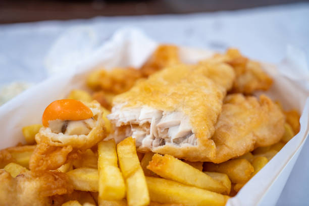 anglesea fish and chips, great ocean road, australia - otway national park foto e immagini stock