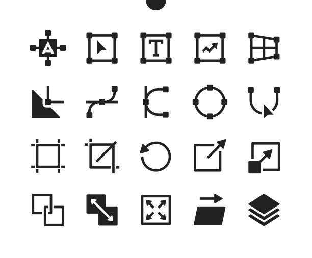 ilustrações de stock, clip art, desenhos animados e ícones de design v1 ui pixel perfect well-crafted vector solid icons 48x48 ready for 24x24 grid for web graphics and apps. simple minimal pictogram - artboard