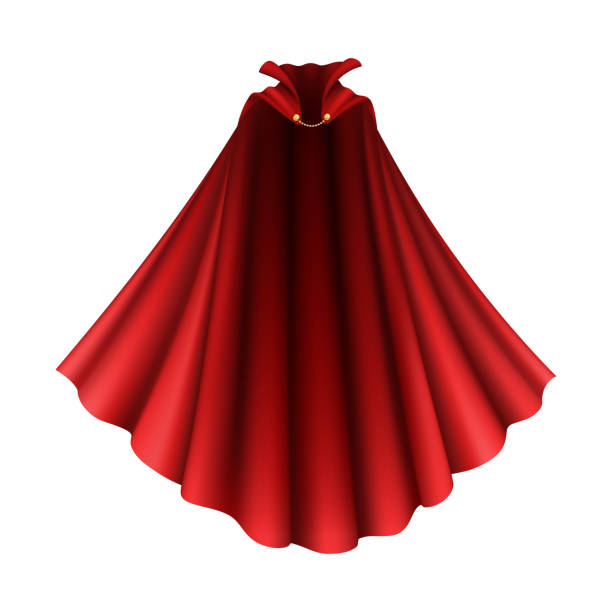 Realistic Detailed 3d Superhero Red Cape. Vector Realistic Detailed 3d Superhero Red Cape or Mantle. Vector illustration of Silk Cloak Costume or Carnival Clothes cape garment stock illustrations
