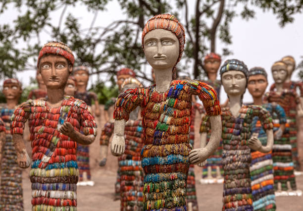 Chandigarh, India - May 04, 2016: statues in the city park, one of the most attractive and interesting sights of Chandigarh city in India