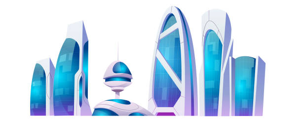 istock Future city buildings, futuristic skyscrapers 1257444045