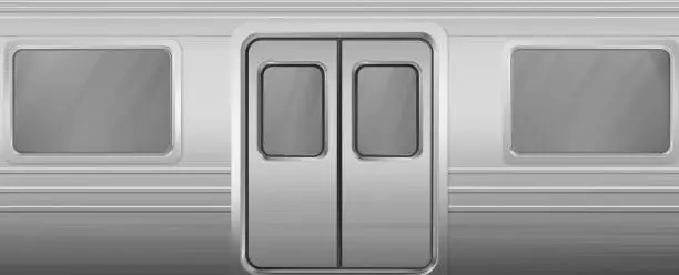 Vector illustration of Train wagon with windows and closed doors