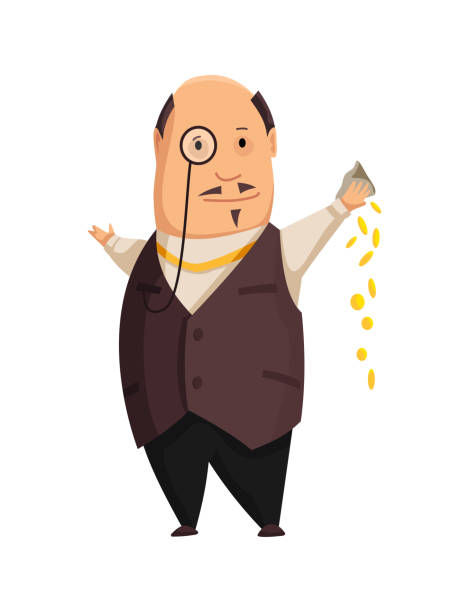 Vector Cartoon Rich People Image Of A Funny Fat Man Capitalist In A Black  Suit On A White Background Business Finance Monopoly Money Stock  Illustration - Download Image Now - iStock