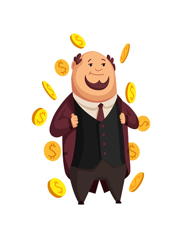 Vector Cartoon Rich People Image Of A Funny Fat Man Capitalist In A Suit On  A White Background Business Finance Money Stock Illustration - Download  Image Now - iStock