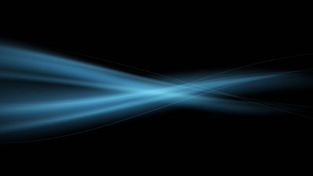 vektor abstrakter hintergrund mit blauen luftströmen auf schwarzem hintergrund. blaue magische flamme. leuchtwelle. - abstract blue flame backgrounds stock-grafiken, -clipart, -cartoons und -symbole