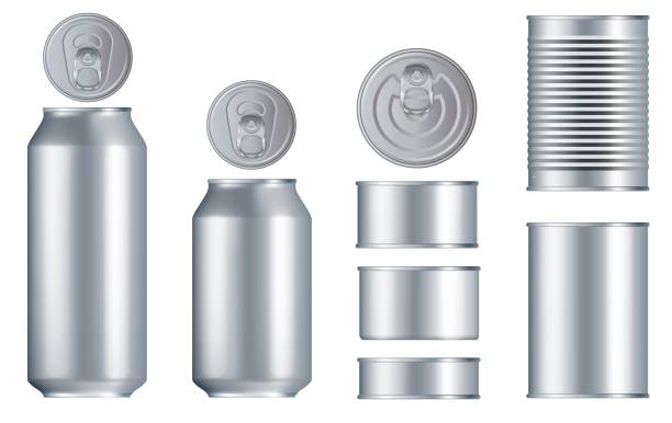 illustrazioni stock, clip art, cartoni animati e icone di tendenza di la lattina d'acciaio può essere isolata su sfondo bianco - can canned food container cylinder