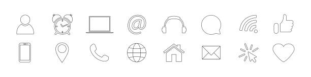 ilustrações de stock, clip art, desenhos animados e ícones de business process, finance outline icons. simple black symbols. vector illustration. eps 10 - 7595