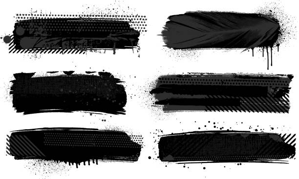 ilustrações de stock, clip art, desenhos animados e ícones de grunge black paint strokes vector - grunge splattered spray box
