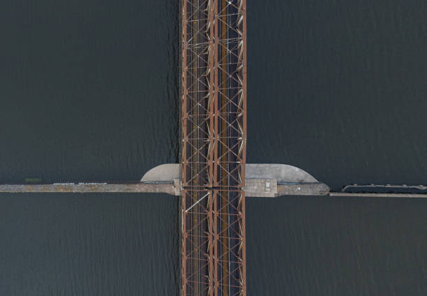 istock Top down look to railway bridge over Odra bridge in Wroclaw 1257453277