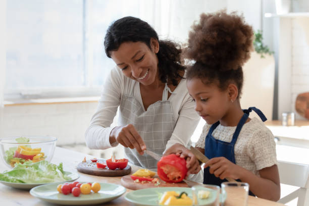 istock Caring biracial mom teach little daughter cooking in kitchen 1257454208