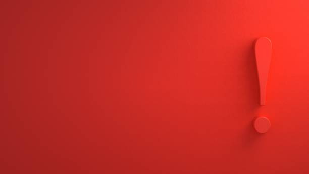 istock Red exclamation Point Sign 3d illustration on red wall background with shadow. Warning, attention danger concept. 3D Rendering 1257454424