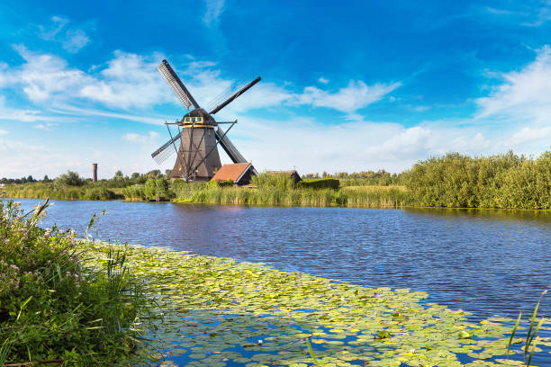 istock Windmills and canal in Kinderdijk 1257455865