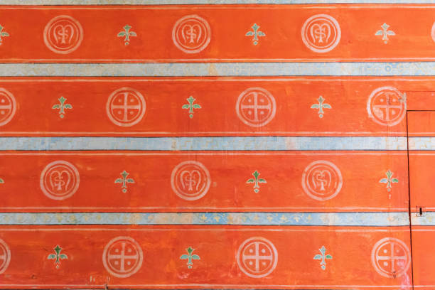Europe, France, Haute-Vienne, Limoges. Sept. 5, 2019. Decorative wall covering in the Cathedral in Limoges.