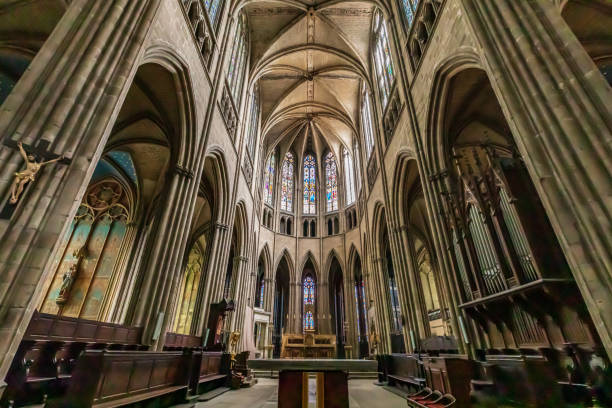 Europe, France, Haute-Vienne, Limoges. Sept. 5, 2019. Interior view of the Cathedral at Limoges.