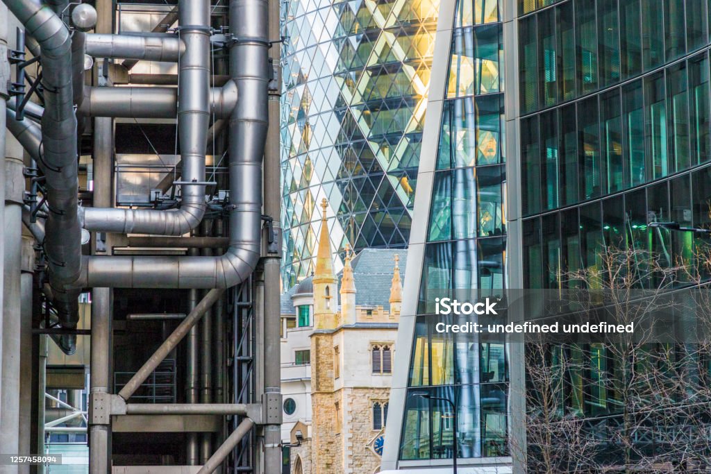 A scene in London Uk LLoyds building in the City of London, London,England,United Kingdom, Europe Lloyds of London Stock Photo