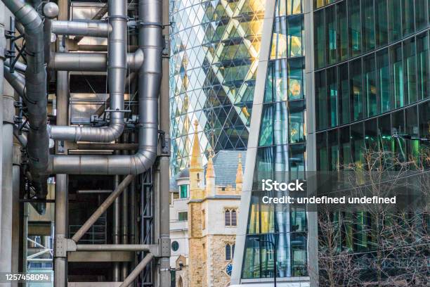 A Scene In London Uk Stock Photo - Download Image Now - Lloyds of London, Building Exterior, London - England
