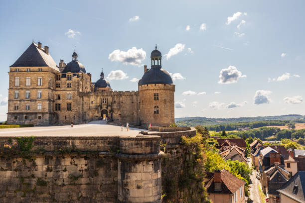 Europe, France, Dordogne, Hautefort. Sept. 6, 2019. Hautefort Castle, Chateau de Hautfort, we have sunny day.