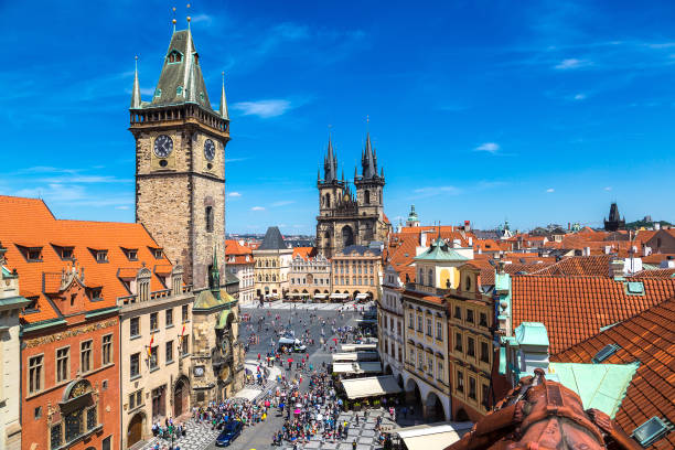 istock Panoramic aerial view of Prague 1257463340