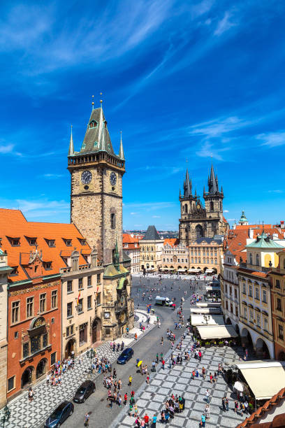 istock Panoramic aerial view of Prague 1257463388