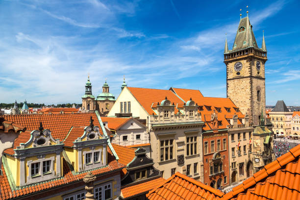 istock Panoramic aerial view of Prague 1257463406