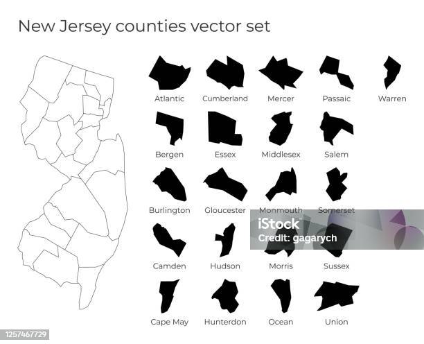 New Jersey Map With Shapes Of Regions Stock Illustration - Download ...