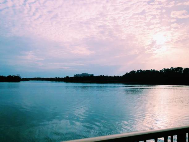beautiful morning on Lake Buena Vista, viewed from Disney’s Polynesian Resort at the DVC Bungalows