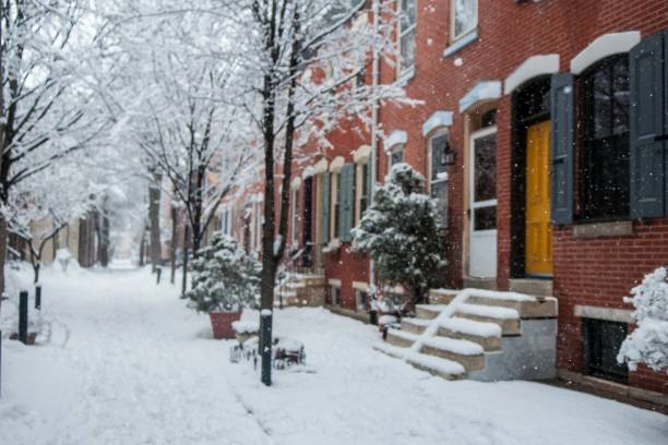 Philadelphia in winter Philadelphia covered in snow philadelphia winter stock pictures, royalty-free photos & images