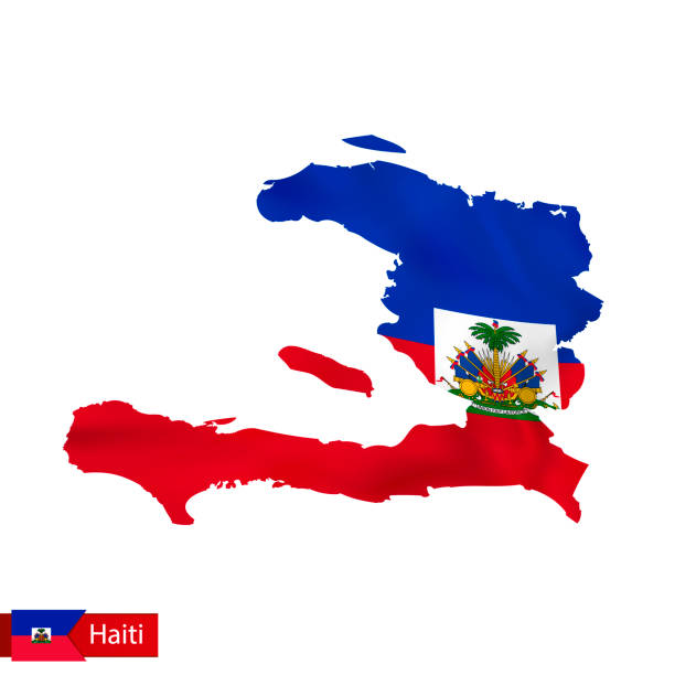 istock Haiti map with waving flag of country. 1257472418