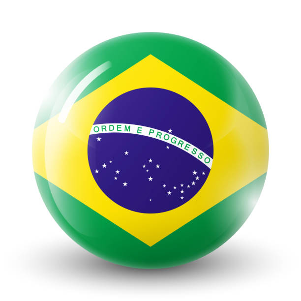 ilustrações, clipart, desenhos animados e ícones de bola de luz de vidro com bandeira do brasil. esfera redonda, ícone de modelo. símbolo nacional brasileiro. bola realista brilhante, ilustração vetorial abstrata 3d destacada em um fundo branco. grande bolha. - brazilian flag brazil flag three dimensional shape