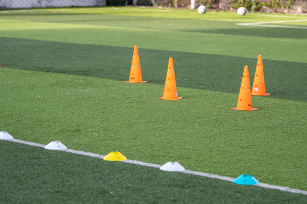 istock Football training stadium for children 1257476095