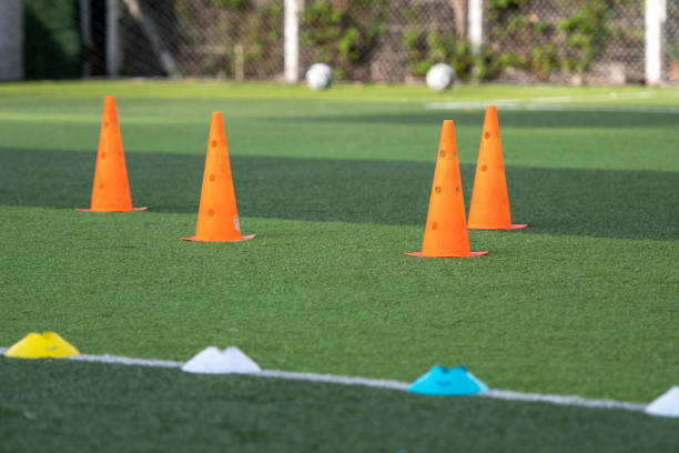 istock Football training stadium for children 1257476101