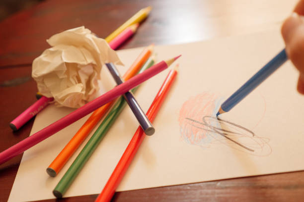 istock Redraw on colored paper many times with colored pencils 1257476289