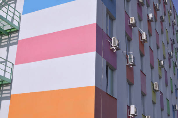 istock Angular view of a modern new building in Ukraine 1257478905