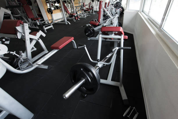 istock Large Modern Gym With Workout Equipment 1257482055