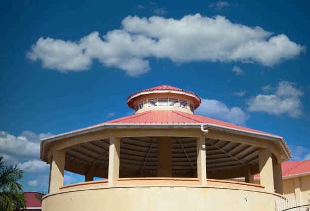 istock Yellow and Red Gazebo on Sky 1257483282