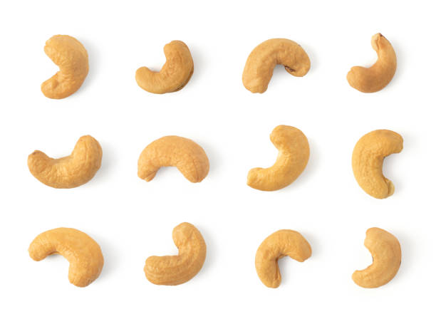 Tasty Roasted Cashew nuts isolated on white background and full depth of field. Top view. Flat lay. Natural fruit snack for healthy food concept. Tasty Roasted Cashew nuts isolated on white background and full depth of field. Top view. Flat lay. Natural fruit snack for healthy food concept. cashew photos stock pictures, royalty-free photos & images