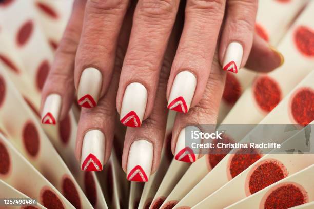 Red Triangle Nail Art Design Stock Photo - Download Image Now - Manicure,  New, Red - iStock