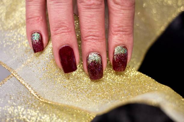 istock Gold Glitter Nail Art Design 1257490527