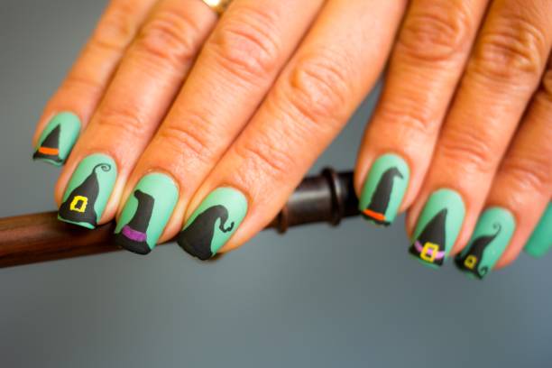 Witches Hats Nail Art Design